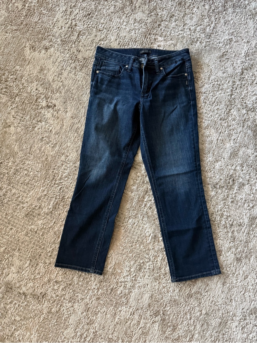 Silver Jeans Dark Blue Cropped Straight-Leg Jeans